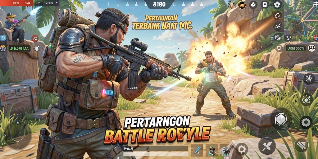 Screenshot gameplay menarik dari pertempuran seru Battle Royale.