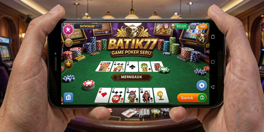 Tampilan gameplay menarik di BATIK77 dengan pemain terlibat dalam poker.