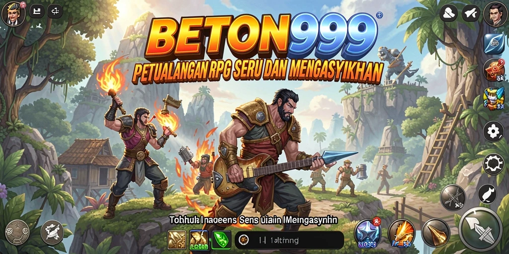 Screenshot utama BETON999 yang menunjukkan aksi epic dalam permainan RPG.