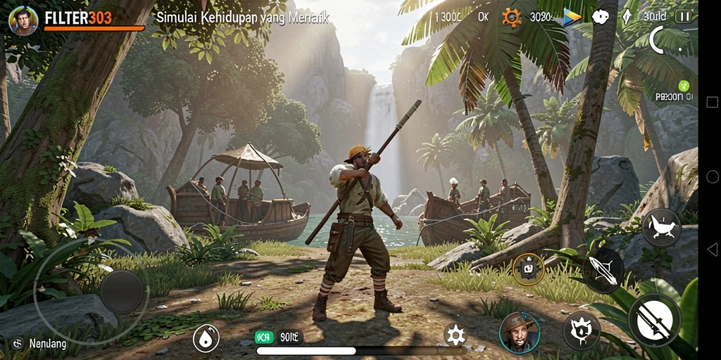 Gameplay menarik dalam FILTER303 dengan karakter interaktif.