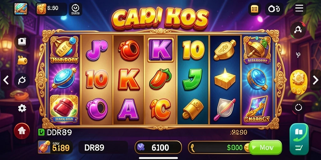 Tangkapan layar gameplay IDR89 menampilkan mesin Slot yang penuh warna dan animasi menarik.