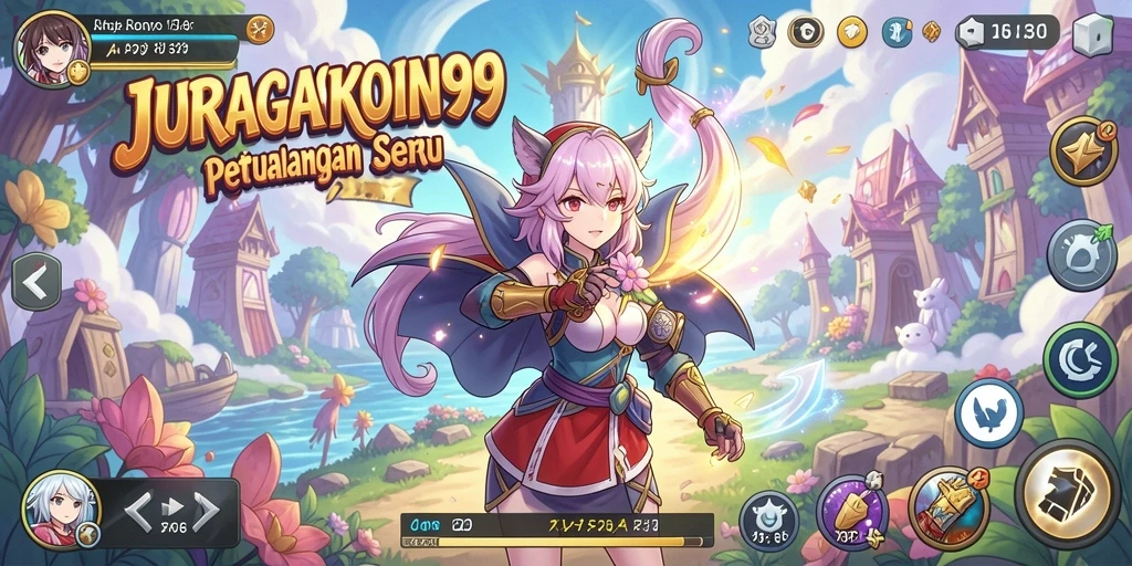 Tampilan gameplay JURAGANKOIN99 dengan karakter anime beraksi.