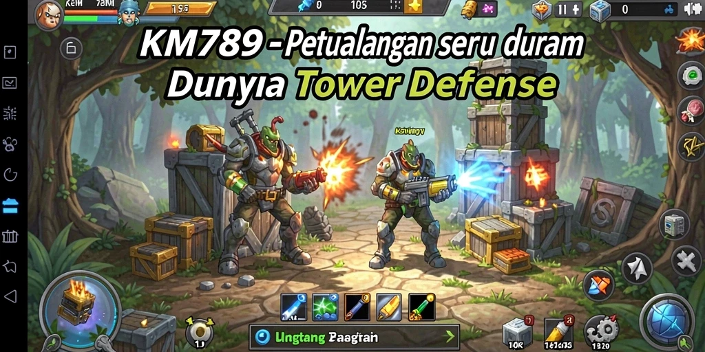 Tangkapan layar menampilkan aksi seru dalam permainan Tower Defense.