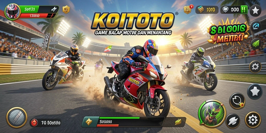 Tampilan gameplay balap motor yang mendebarkan di KOITOTO.