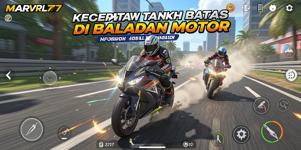Tampilan gameplay seru dari balapan motor di MARVRL77.