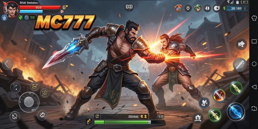 Tampilan gameplay dinamis dan penuh aksi dari MC777.