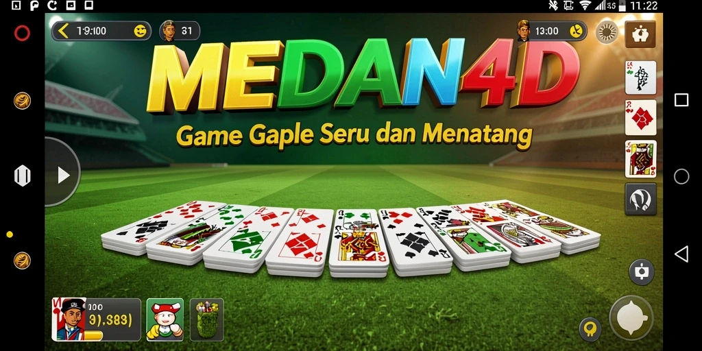 Tampilan gameplay seru dari MEDAN4D yang menampilkan kartu Gaple.