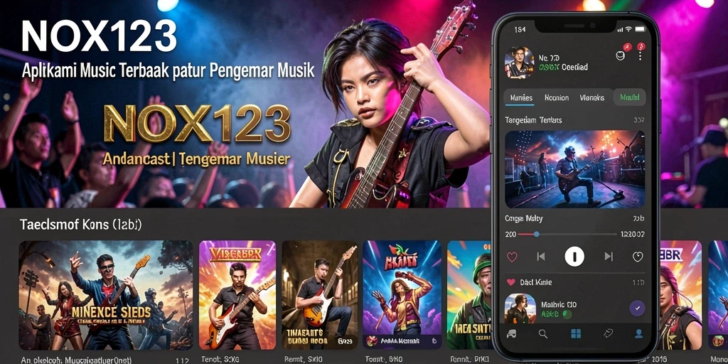 Screenshot gameplay NOX123 menampilkan interaksi seru dengan musik.