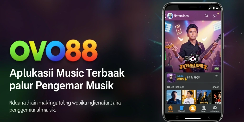 Tampilan menampilkan gameplay interaktif OVO88 di aplikasi Music.