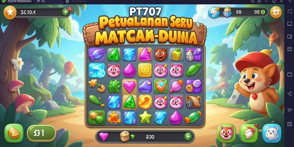 Gameplay seru PT707 dengan permata berwarna-warni.