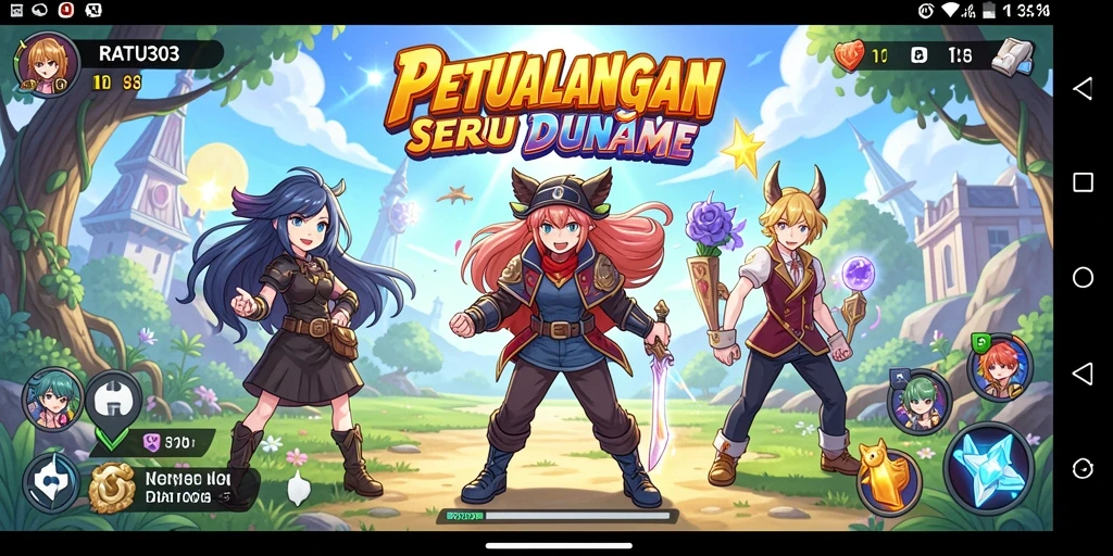 Screenshot utama RATU303 menampilkan aksi seru karakter Anime.