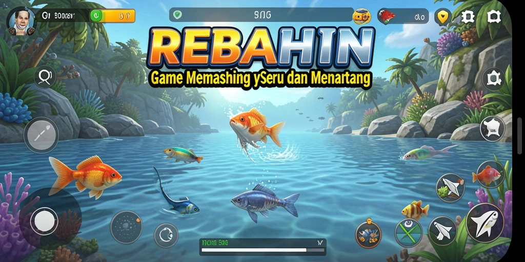 Screenshot REBAHIN menampilkan gameplay memancing yang mendebarkan dan visual yang memikat.