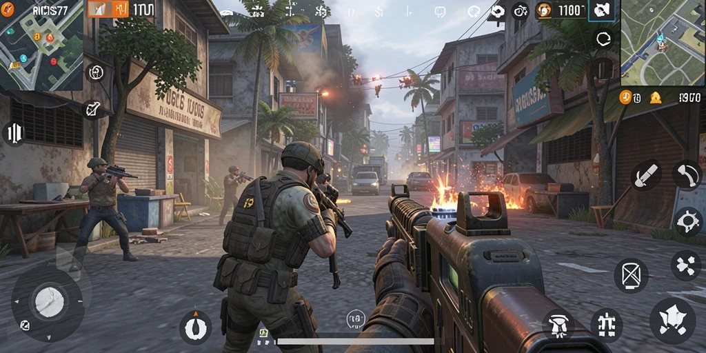 Tangkapan layar gameplay menampilkan aksi seru di RICIS77.
