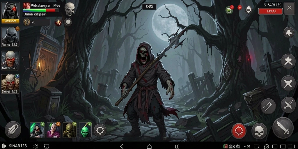 Screenshot gameplay SINAR123 menampilkan kegelapan yang mencekam.