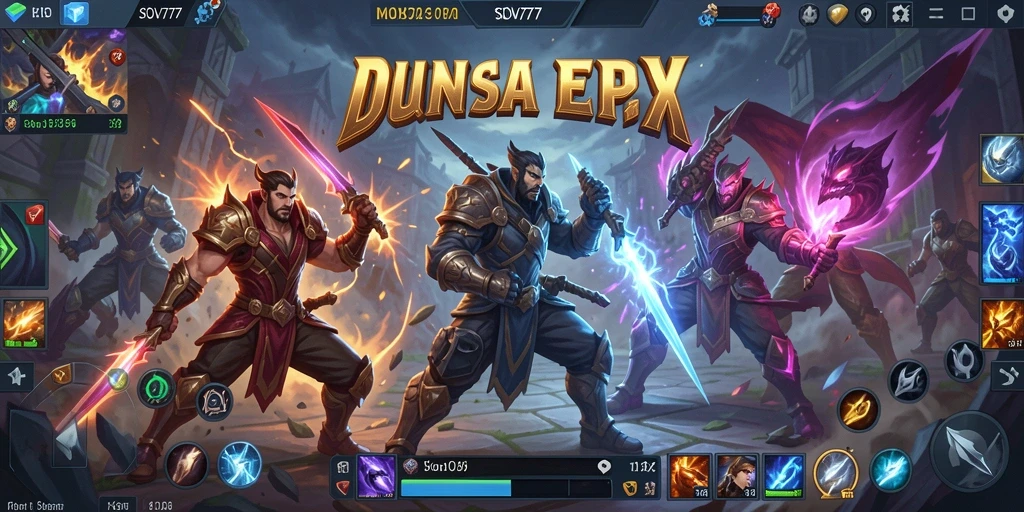 Screenshot gameplay SOV777 dengan pertarungan hero yang seru.