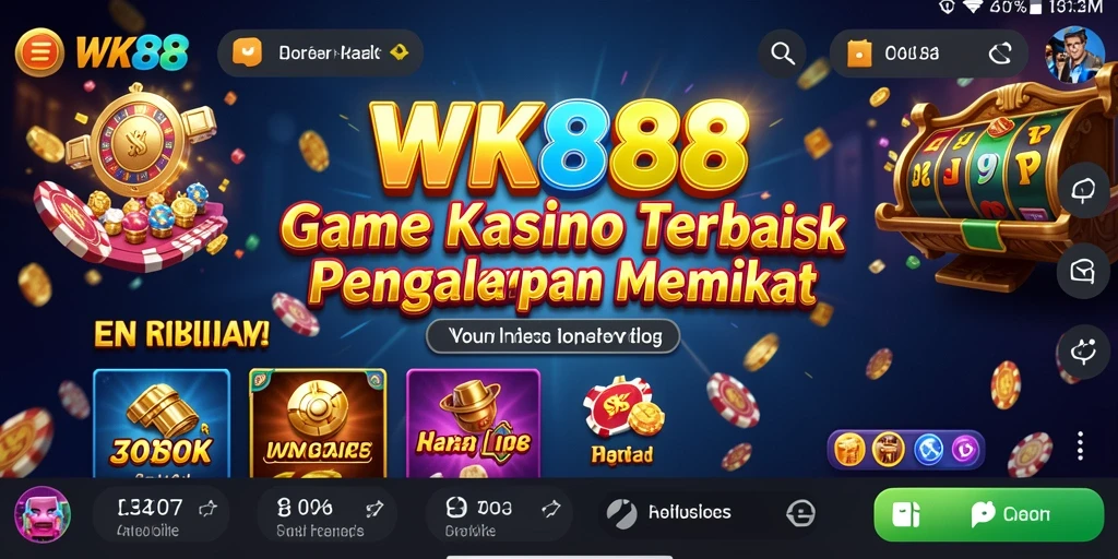 Tangkapan layar utama WK888 menampilkan pengalaman bermain Kasino yang mendebarkan.