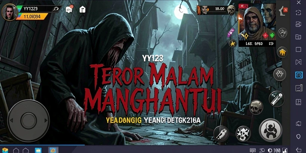 Screenshot gameplay YY123 menampilkan momen-momen seram yang mendebarkan.