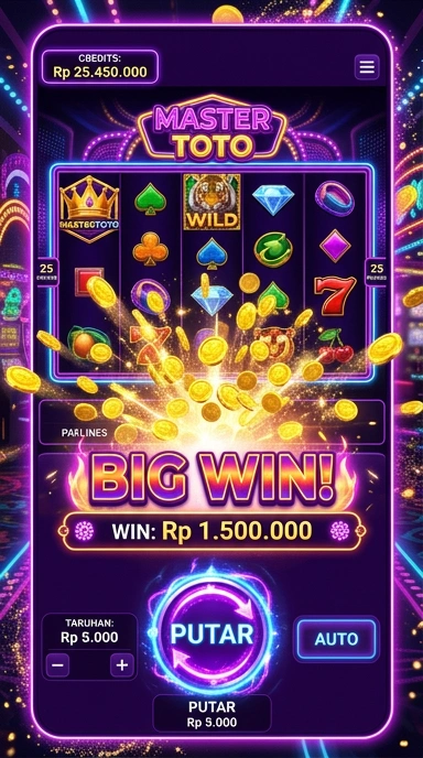 Tampilan beranda aplikasi mastertoto yang menarik.